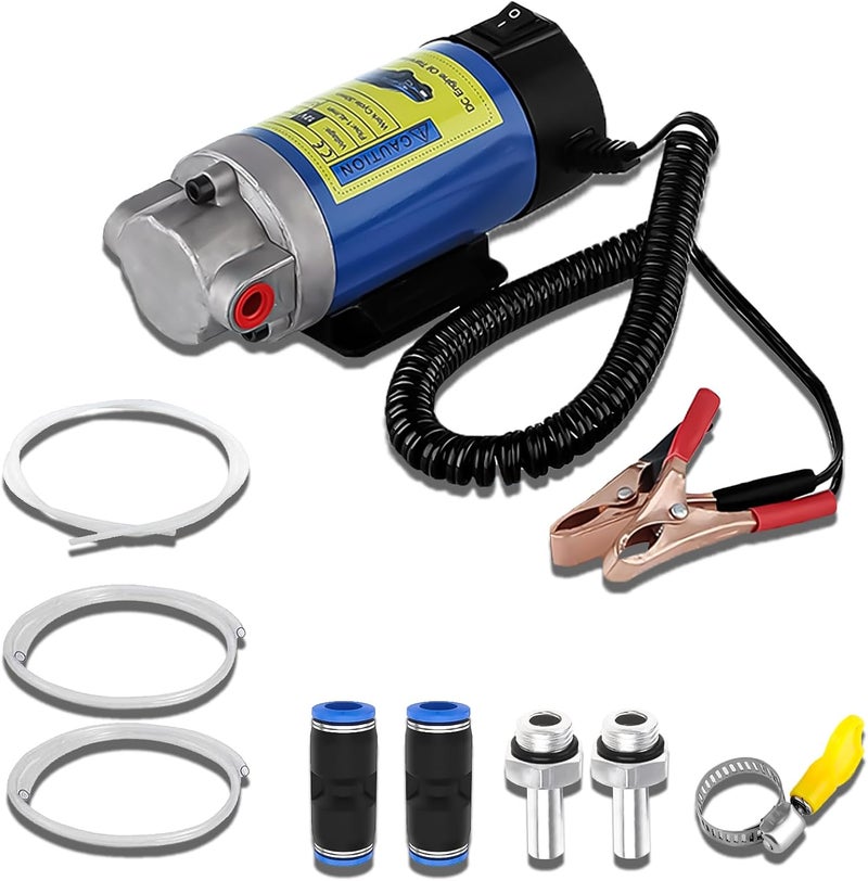 Billowvolve 12V 100W Oil Extractor Pump Portable Engine Low Noise Self-Priming Motor Diesel for Car Motorcycle and Boat Engine Oil Transfer Change Pump - Image 1